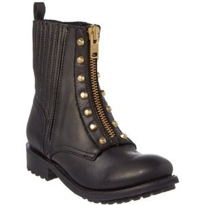 Ash Black Leather Combat Boots 7.5